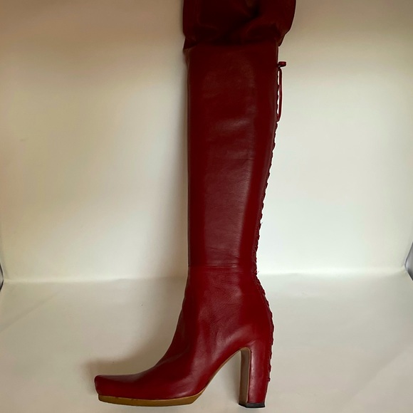 AZZEDINE ALAIA Thigh-high Lace-up Boots  ❤️ RARE❤️ One Of A Kind ❤️ - Picture 1 of 14